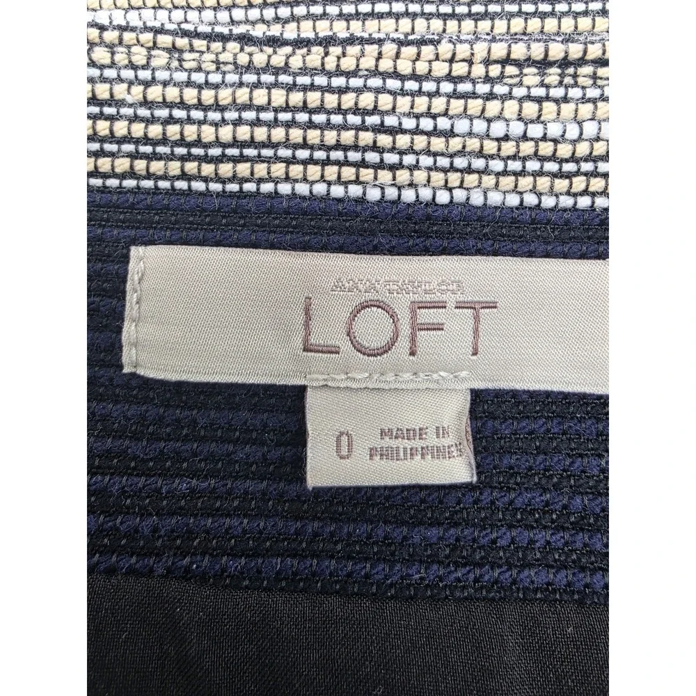 Striped Mini Skirt Women 0 Navy Blue Gold Excellent Textured‎ Lined Zip